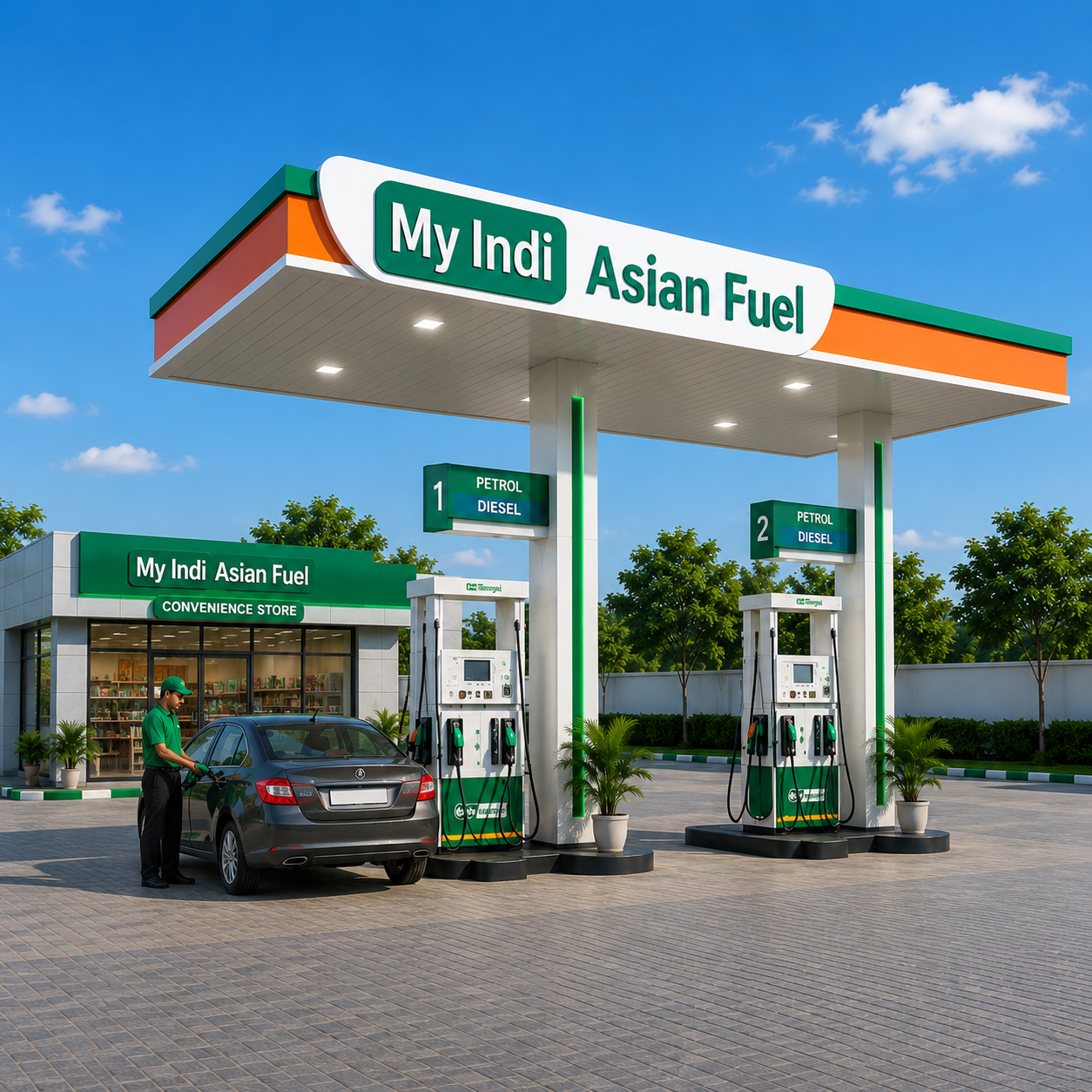 Modern AsianFuel station in daylight