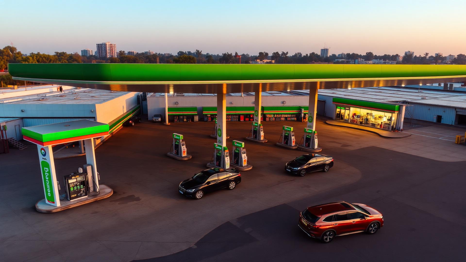 AsianFuel station aerial view